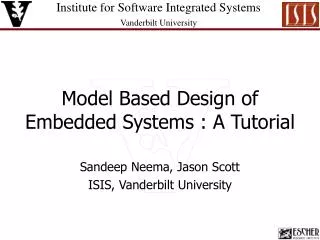 Model Based Design of Embedded Systems : A Tutorial