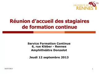 r union d accueil des stagiaires de formation continue