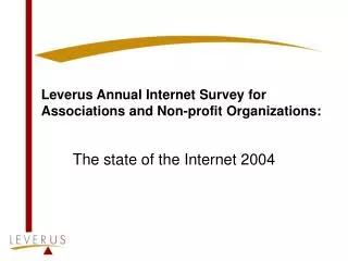 Leverus Annual Internet Survey for Associations and Non-profit Organizations: