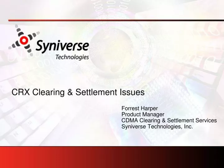 forrest harper product manager cdma clearing settlement services syniverse technologies inc