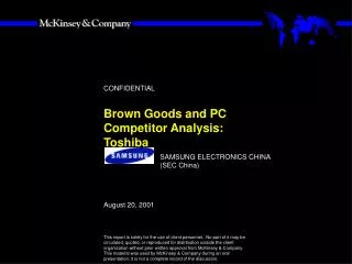Brown Goods and PC Competitor Analysis: Toshiba