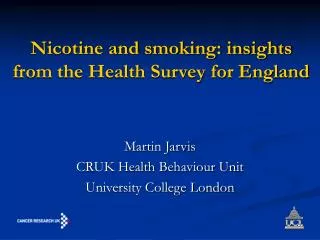 Nicotine and smoking: insights from the Health Survey for England