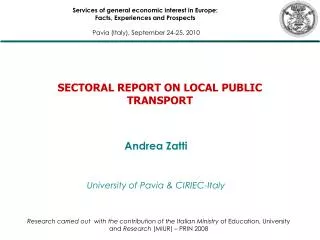 SECTORAL REPORT ON LOCAL PUBLIC TRANSPORT