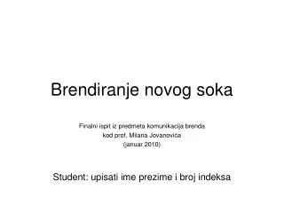brendiranje novog soka
