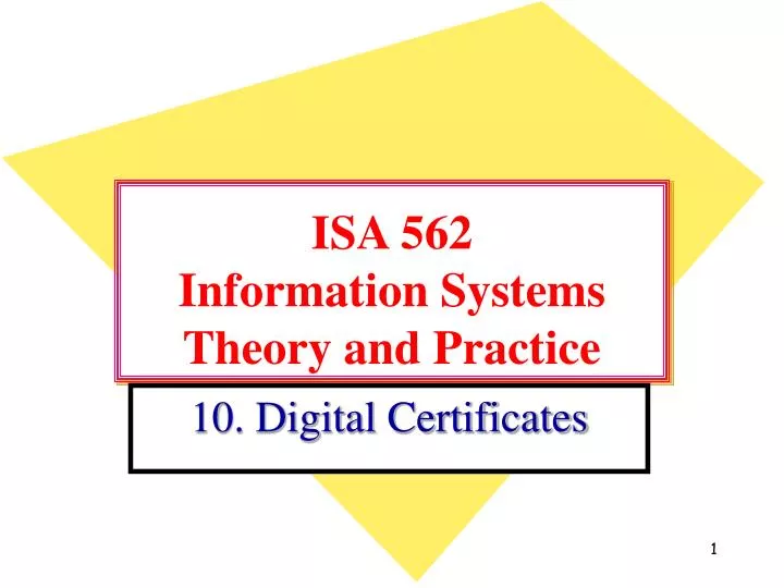 isa 562 information systems theory and practice