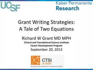 Grant Writing Strategies: A Tale of Two Equations