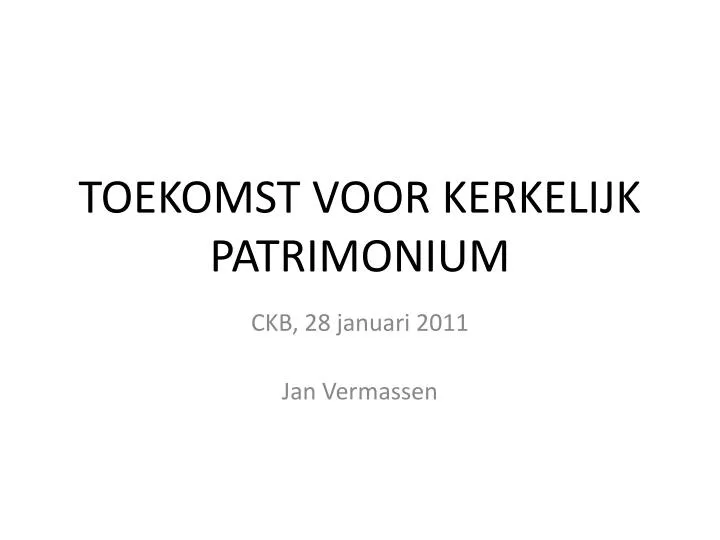 toekomst voor kerkelijk patrimonium