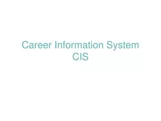 Career Information System CIS