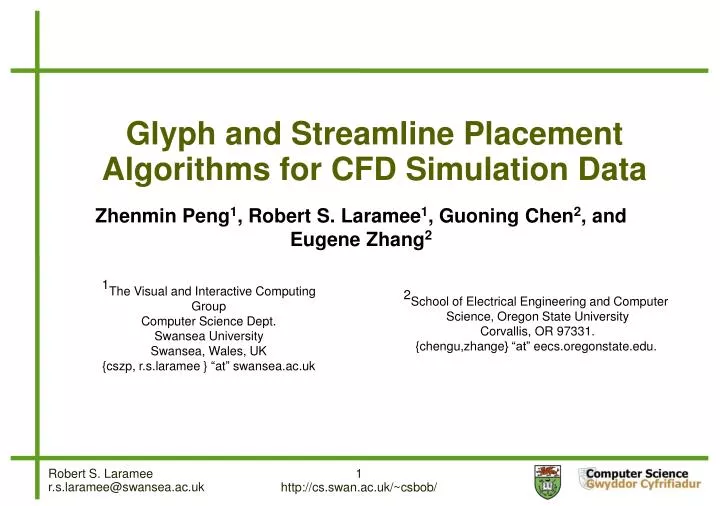 glyph and streamline placement algorithms for cfd simulation data