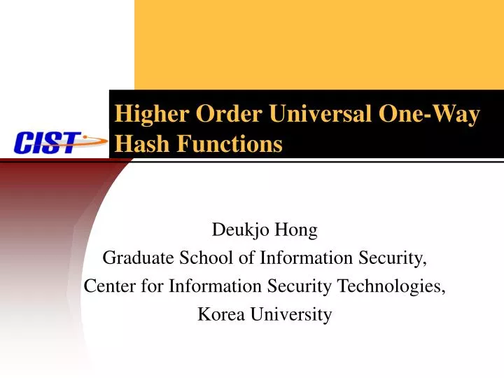 higher order universal one way hash functions