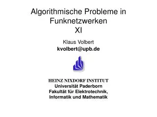algorithmische probleme in funknetzwerken xi