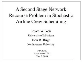 A Second Stage Network Recourse Problem in Stochastic Airline Crew Scheduling