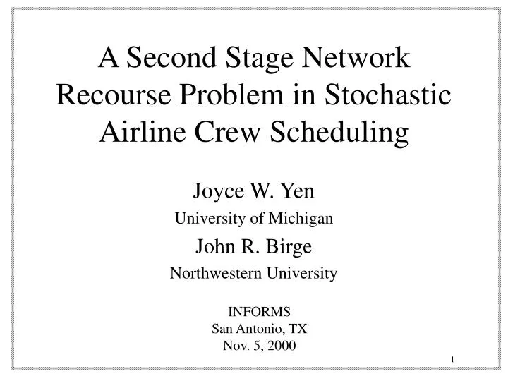 a second stage network recourse problem in stochastic airline crew scheduling