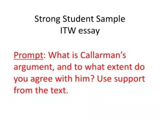 Strong Student Sample ITW essay