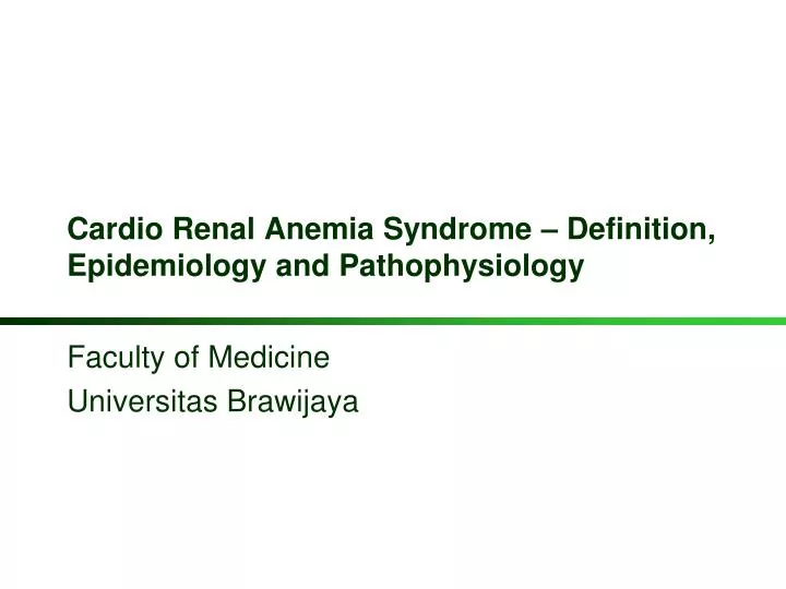 cardio renal anemia syndrome definition epidemiology and pathophysiology
