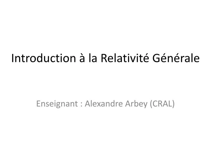 introduction la relativit g n rale