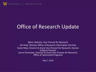 Office of Research Update