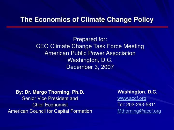 the economics of climate change policy