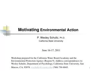 Motivating Environmental Action