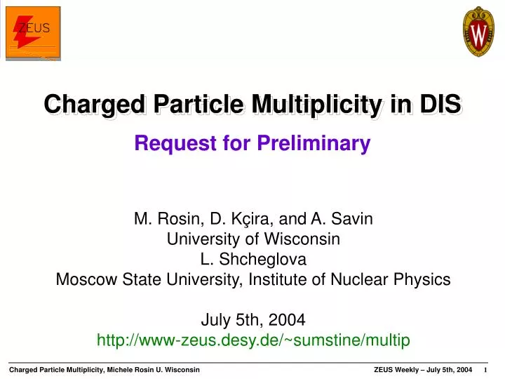 charged particle multiplicity in dis