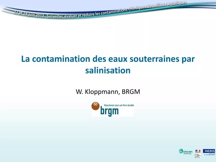 la contamination des eaux souterraines par salinisation