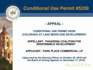 Conditional Use Permit #5209