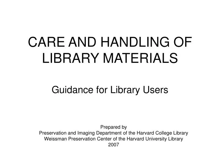 care and handling of library materials