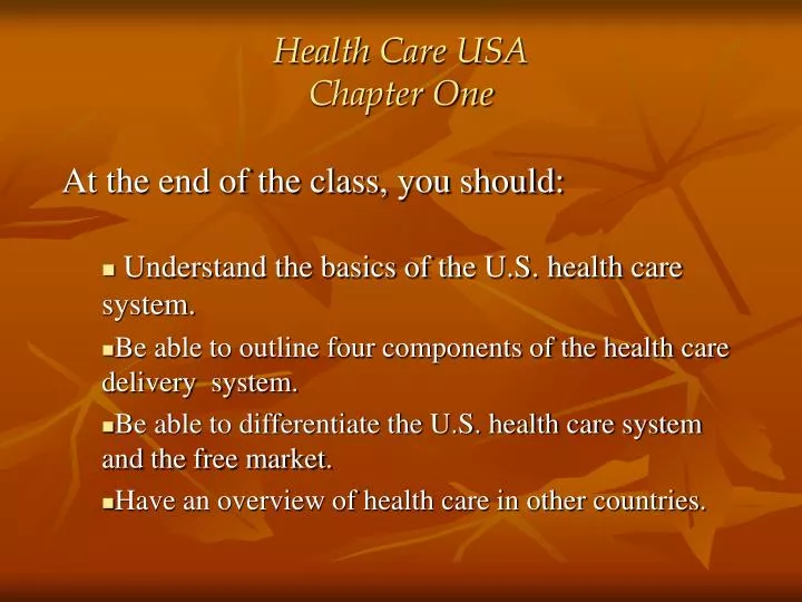 health care usa chapter one