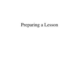 Preparing a Lesson