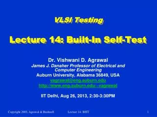 VLSI Testing Lecture 14: Built-In Self-Test