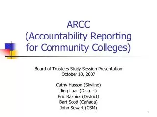 ARCC (Accountability Reporting for Community Colleges)