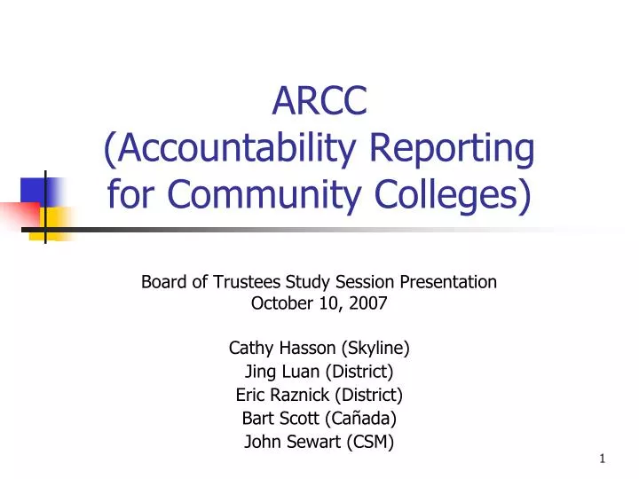 arcc accountability reporting for community colleges
