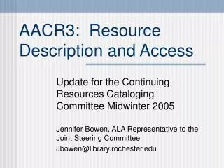AACR3: Resource Description and Access