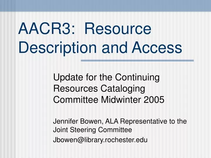 aacr3 resource description and access