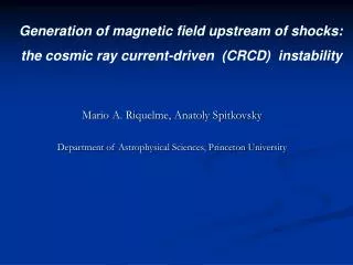 Mario A. Riquelme, Anatoly Spitkovsky Department of Astrophysical Sciences, Princeton University