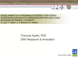 Francois Ayello, PhD DNV Research &amp; Innovation