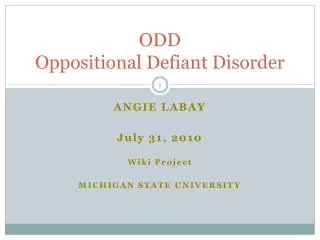 ODD Oppositional Defiant Disorder