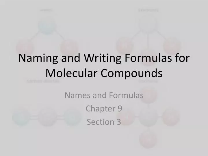 naming and writing formulas for molecular compounds