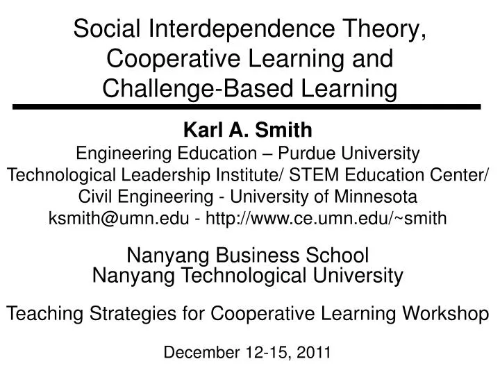 social interdependence theory cooperative learning and challenge based learning