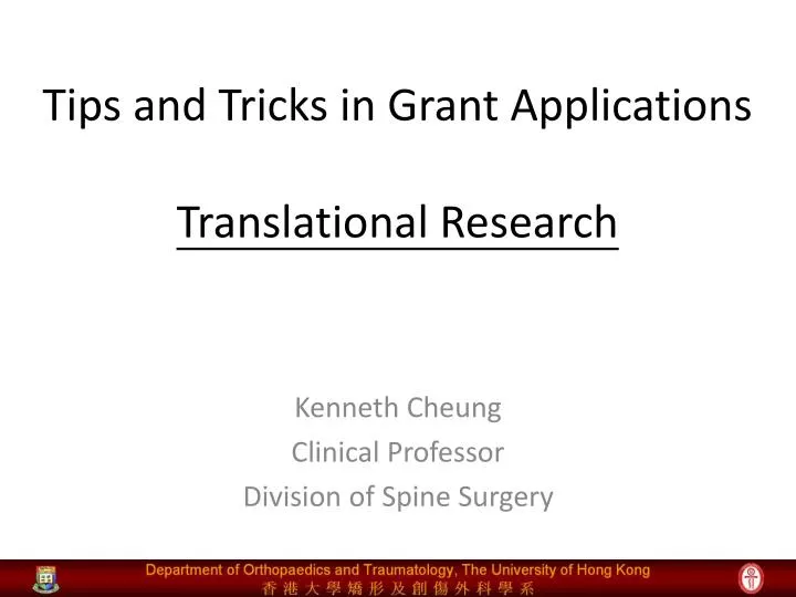 tips and tricks in grant applications translational research