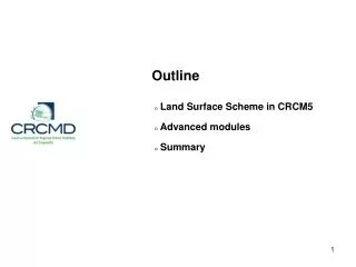 Land Surface Scheme in CRCM5 Advanced modules Summary