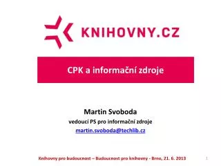 cpk a informa n zdroje