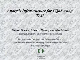 Analysis Infrastructure for CQoS using TAU