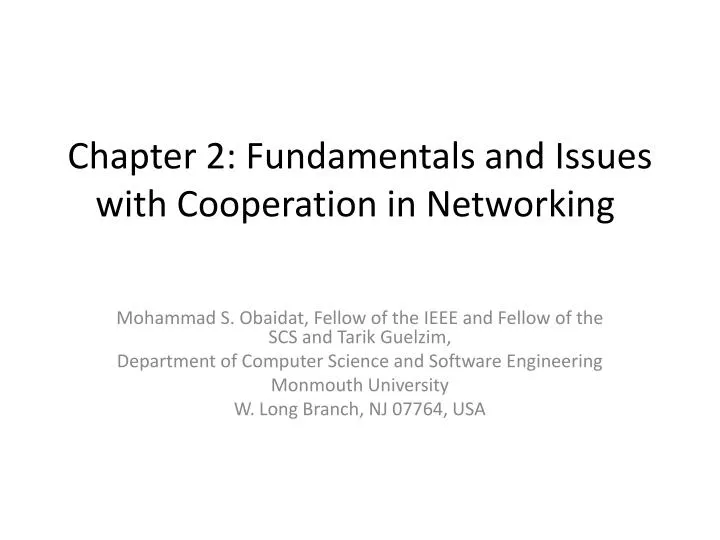 chapter 2 fundamentals and issues with cooperation in networking