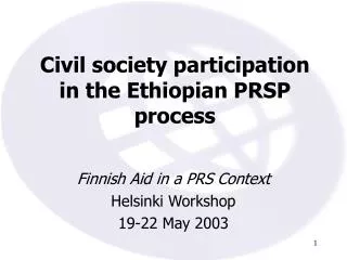 Civil society participation in the Ethiopian PRSP process