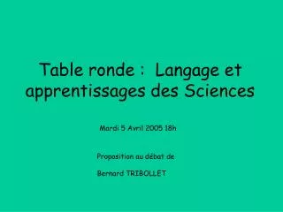 table ronde langage et apprentissages des sciences