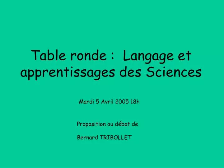 table ronde langage et apprentissages des sciences