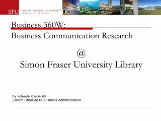 Business 360W: Business Communication Research