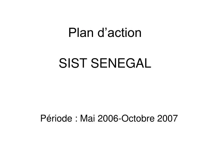 plan d action sist senegal