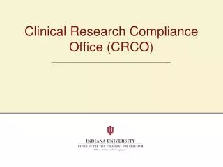 Clinical Research Compliance Office (CRCO)